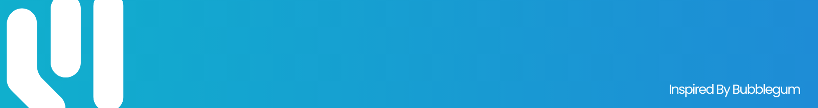 A blue graphic banner with a white stylized logo on the left and small white text reading 'Inspired By Bubblegum' in the lower right.