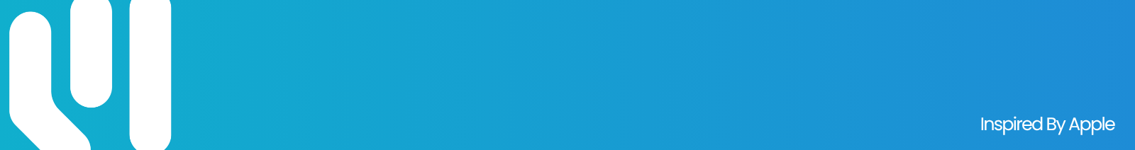 A bright blue banner with a white stylized logo on the left and small white text reading 'Inspired By Apple' in the lower right.