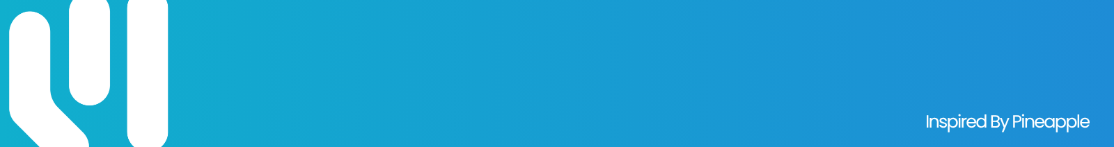 A blue and white graphic banner with a stylized white logo on the left and small text reading 'Inspired By Pineapple' in the bottom right corner.