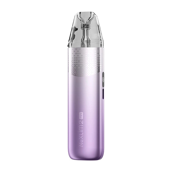 A white-to-purple gradient OXVA NeXLim 2 Mini pod kit with a cross-hatch textured upper panel fading into a plain lower body.