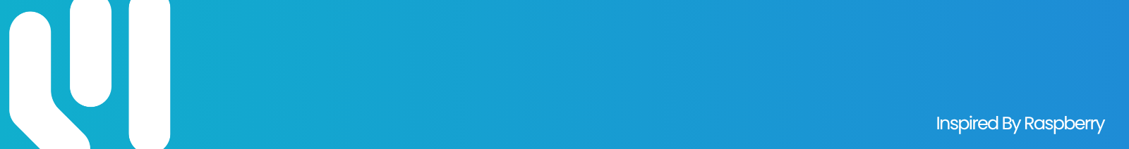 A blue banner with a white stylized logo on the left and small white text reading 'Inspired By Raspberry' in the lower right.