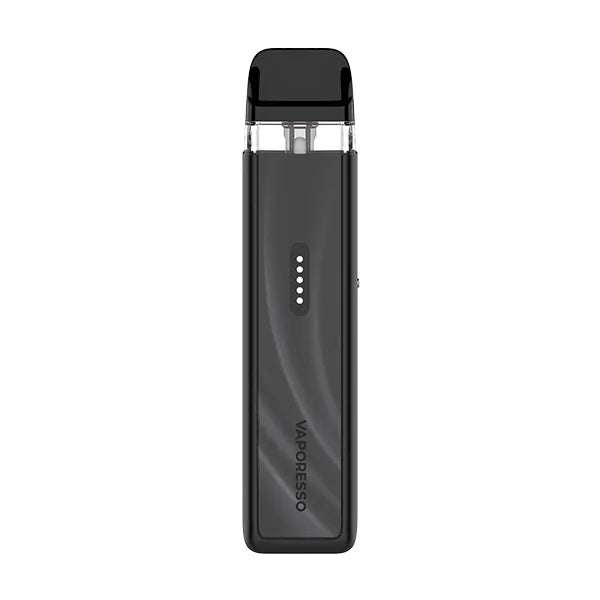 A matte black Vaporesso XROS 6 Mini pod kit with a subtle wave-textured lower panel and a five-dot battery indicator.