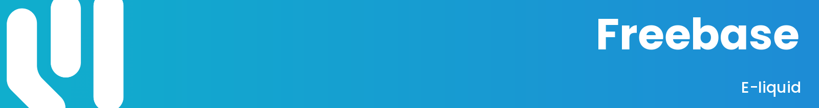 A blue gradient banner with a white stylised logo on the left and white text reading "Freebase E-liquid".