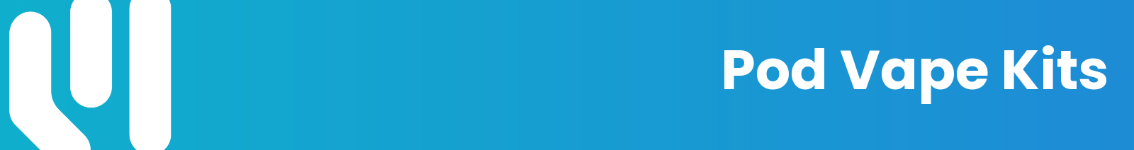 A blue gradient banner with a white stylised logo on the left and white text reading "Pod Vape Kits".